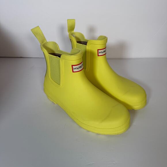 Hunter Rainboots Womens 6 Yellow Chelsea Ankle Waterproof Rain Boots NWOT - Picture 2 of 8